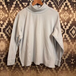 Lands End Heavy Baby Blue Turtle Neck / Mock Neck Shirt Size 1X, 100% Cotton